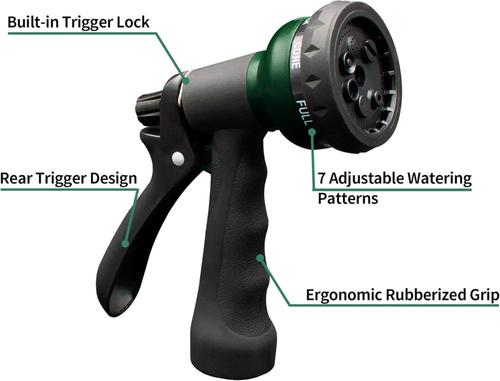 7 Way Adjustable Garden Hose Spray Nozzle - 7 Watering Patterns