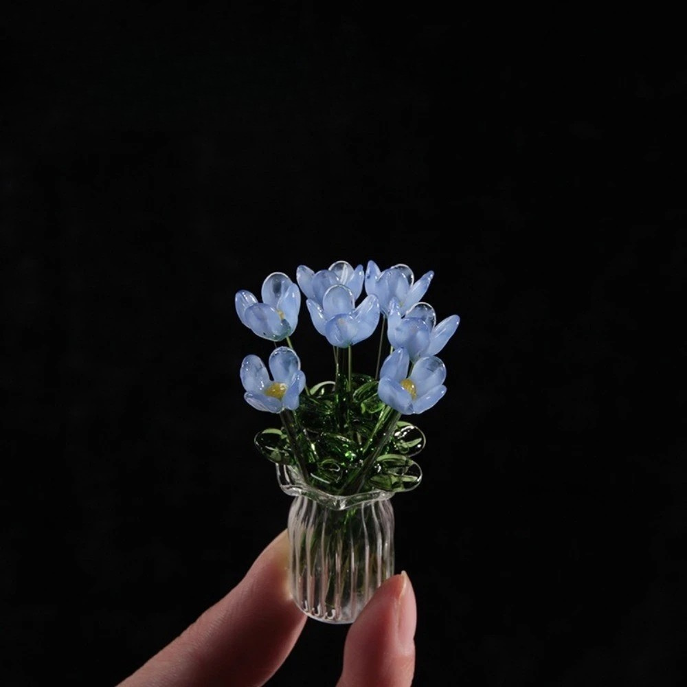 Glass Flower Bouquet Artificial Floral Decoration for Home Decor