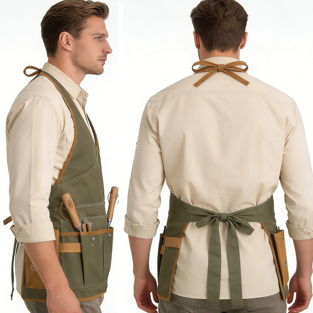 Canvas Garden Tool Apron with Multi Pockets for Gardening and Work
