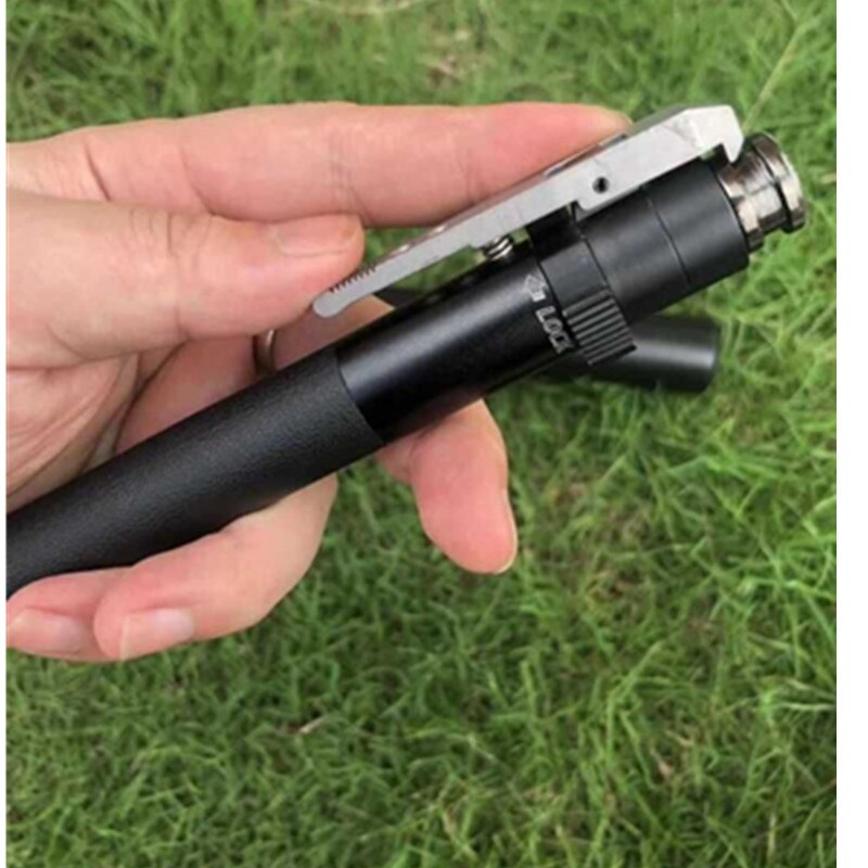 Close view of the telescoping stick control and pocket clip
