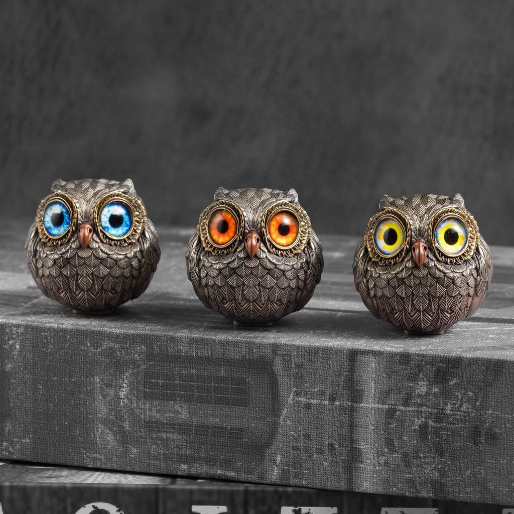 Bronze Owl Figurine for Shelf Desk Home Decor