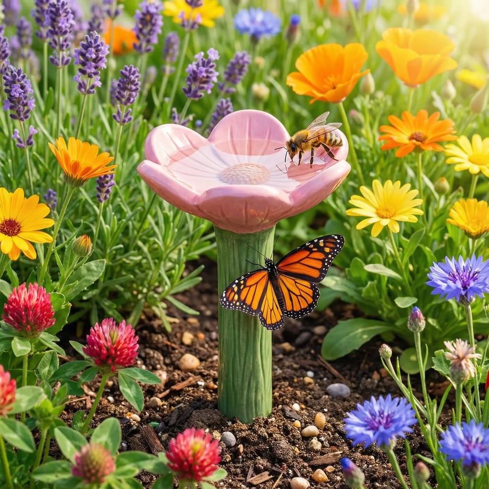 Flower Shaped Bee Watering Station for Garden and Outdoor Use