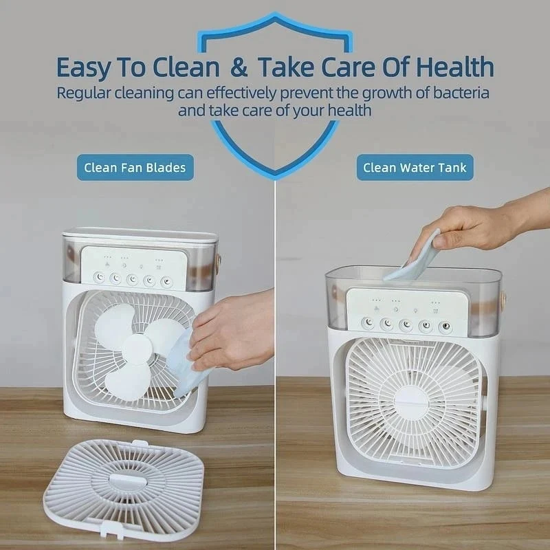 Mini Ice Misting Fan with Humidifier USB Rechargeable Desk Fan
