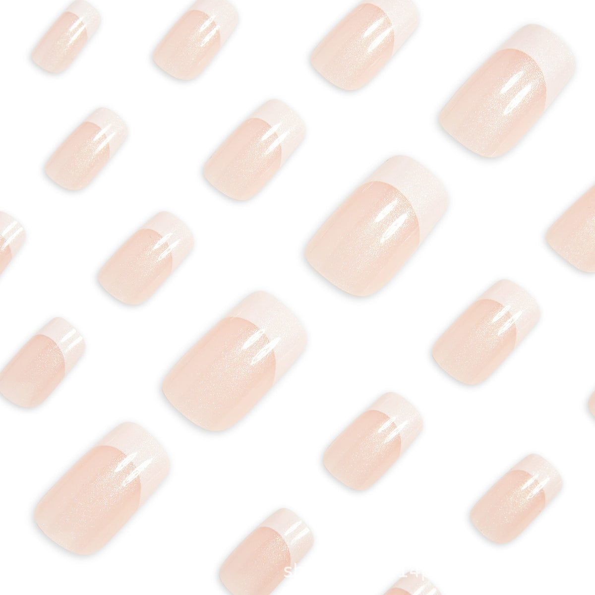 White French Tip Press-On Nails – 24-Piece Short Square Set
