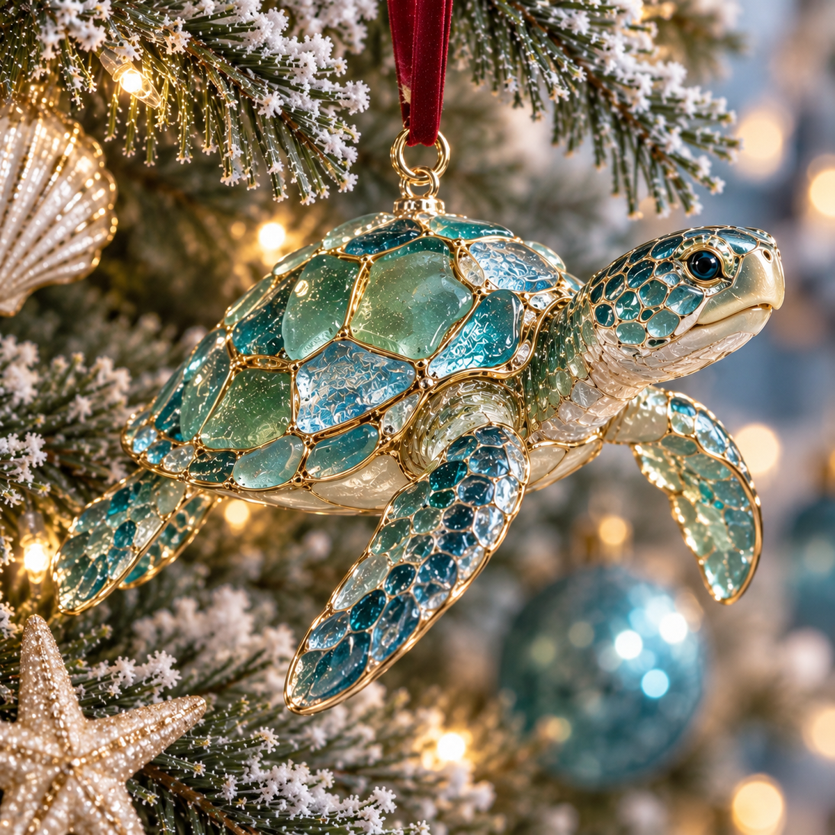 Sea Glass Ocean Christmas Ornaments