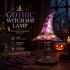 Halloween Gothic Witch Hat Table Lamp Stained Glass Ambient Night Light