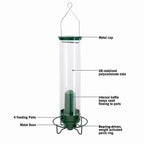 Squirrel proof bird feeder parts diagram with four feeding ports and weight-activated perch