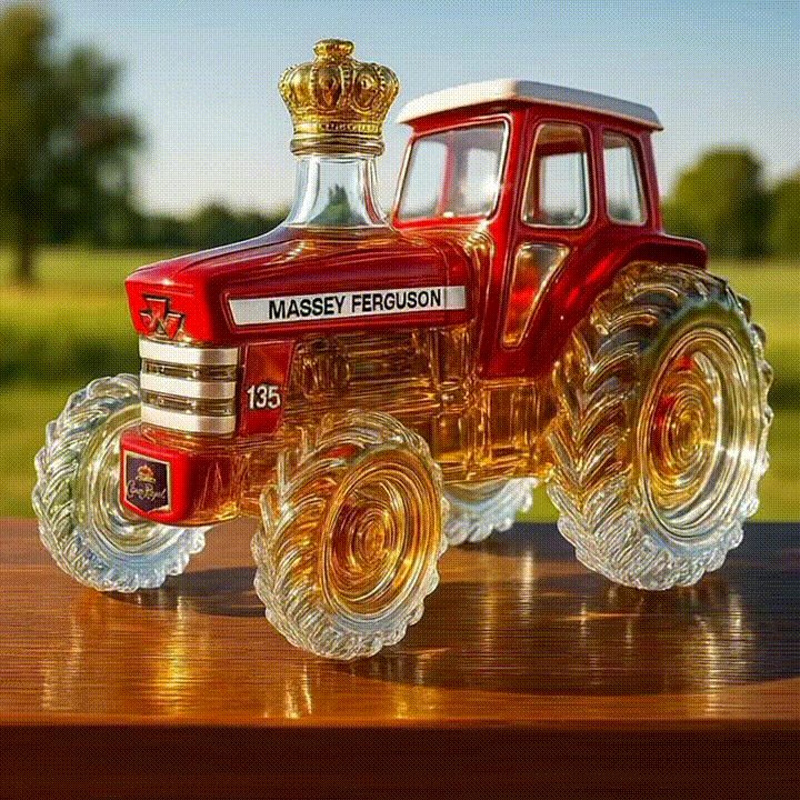 Tractor Shaped Glass Whiskey Bottle