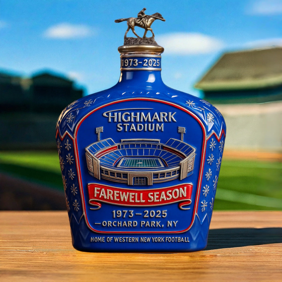 Highmark Stadium Farewell Season Whiskey Bottle