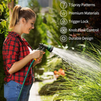 7 Way Adjustable Garden Hose Spray Nozzle - 7 Watering Patterns
