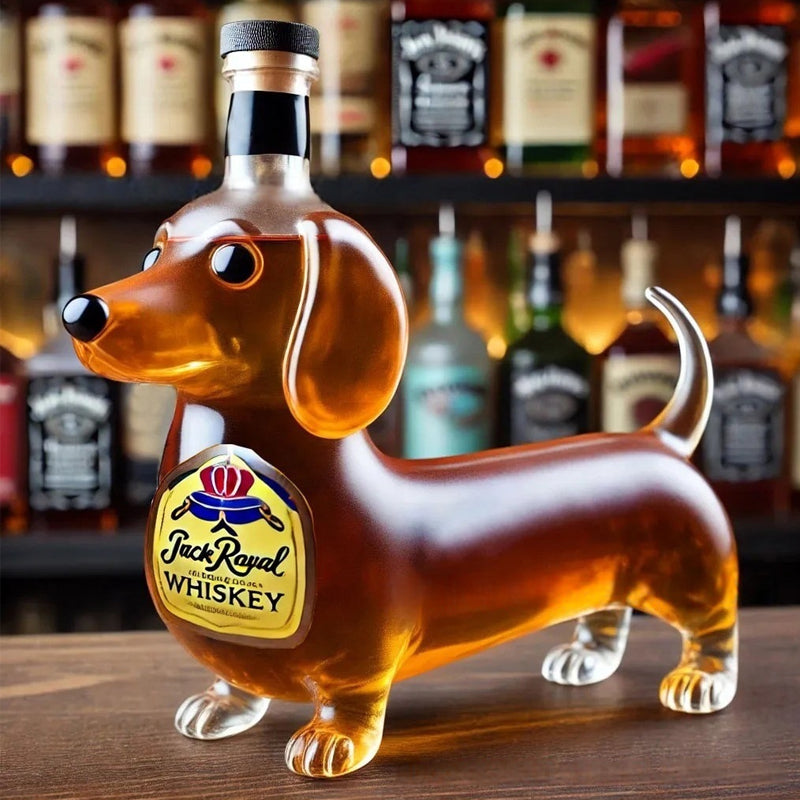 Dachshund Whiskey Lead Free Glass Bottle