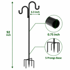 Double Shepherds Hooks for Outdoor, Heavy Duty Bird Feeder Pole, 2 Pack