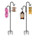 Double Shepherds Hooks for Outdoor, Heavy Duty Bird Feeder Pole, 2 Pack