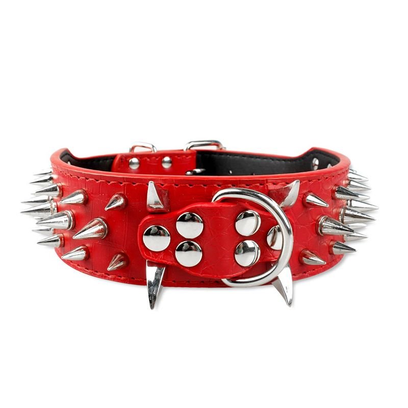 Spiked Dog Collar for Large Breeds Leather Adjustable