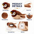 SatsusRechargeable Flapping Bird Cat Toy for Indoor Cats - Tap-Activated Plush Kicker Toy for Boredom Relief & Hunting Instinct Play