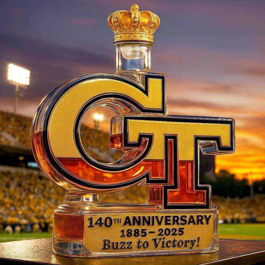 Georgia Tech Yellow Jackets 140th Anniversary Whiskey Bottle