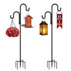 Double Shepherds Hooks for Outdoor, Heavy Duty Bird Feeder Pole, 2 Pack