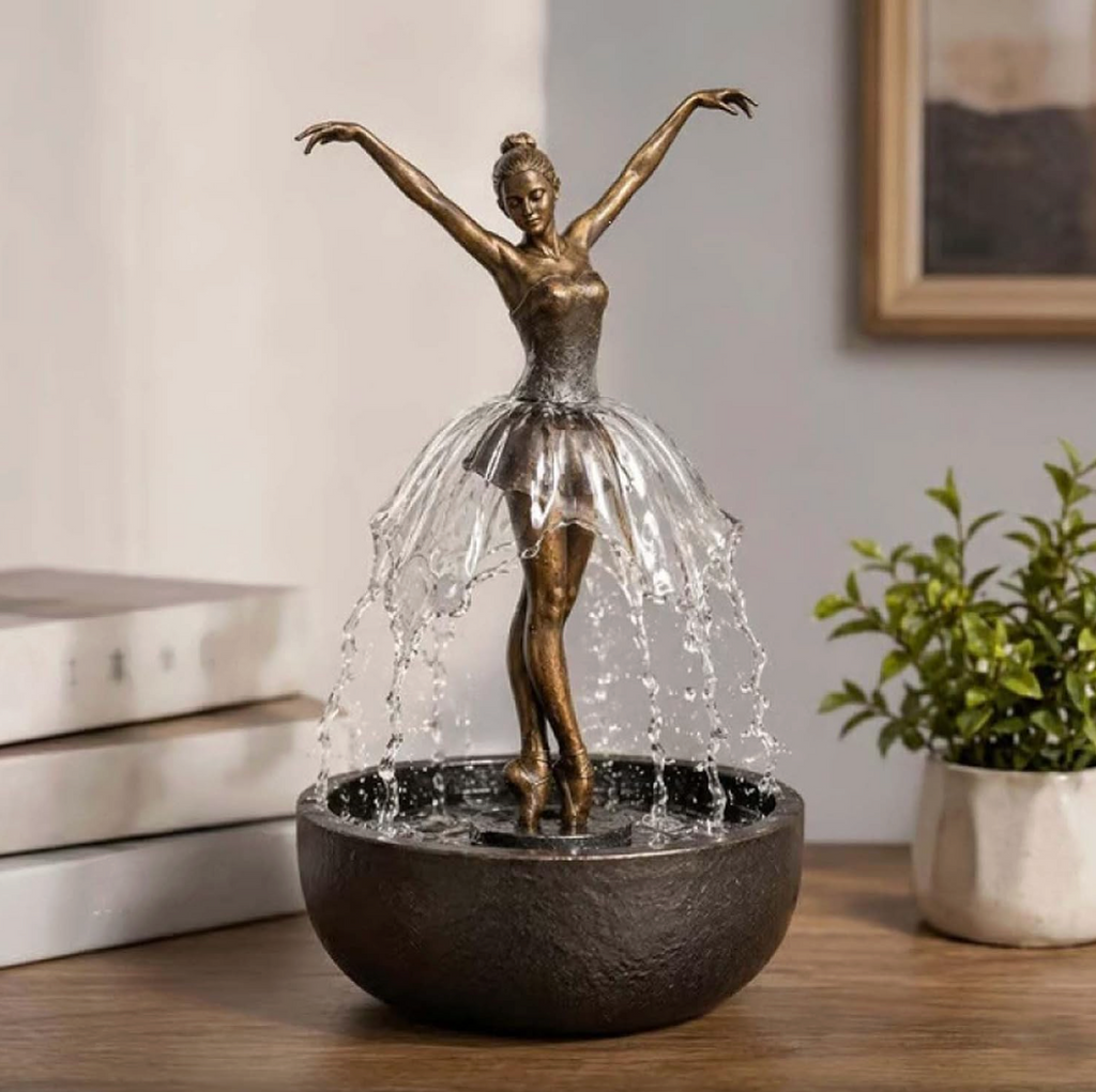 Ballerina Water Fountain with Bluetooth Speaker & LED Light