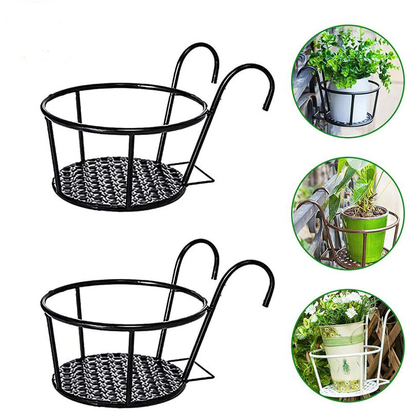 Metal Hanging Plant Basket for Balcony Railing and Fence