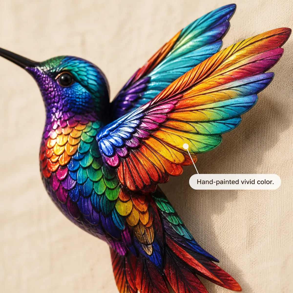 Rainbow Hummingbird Wind Chime, Colorful Aluminum Hanging Decor for Garden, Patio & Porch
