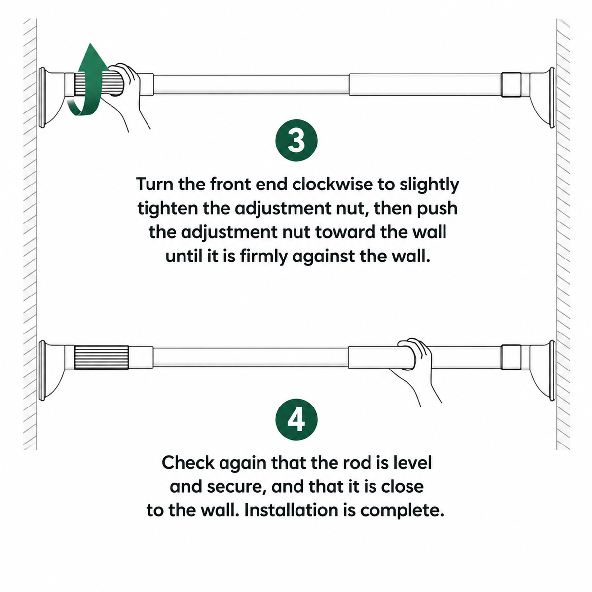 32mm Stainless Steel Tension Rod, Adjustable No Drill Rod for Closet, Curtain & Bathroom