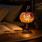Halloween Stained Glass Pumpkin Table Lamp USB Rechargeable