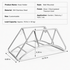 304 Stainless Steel Wall Mounted Hose Holder Rack for Garden Hose