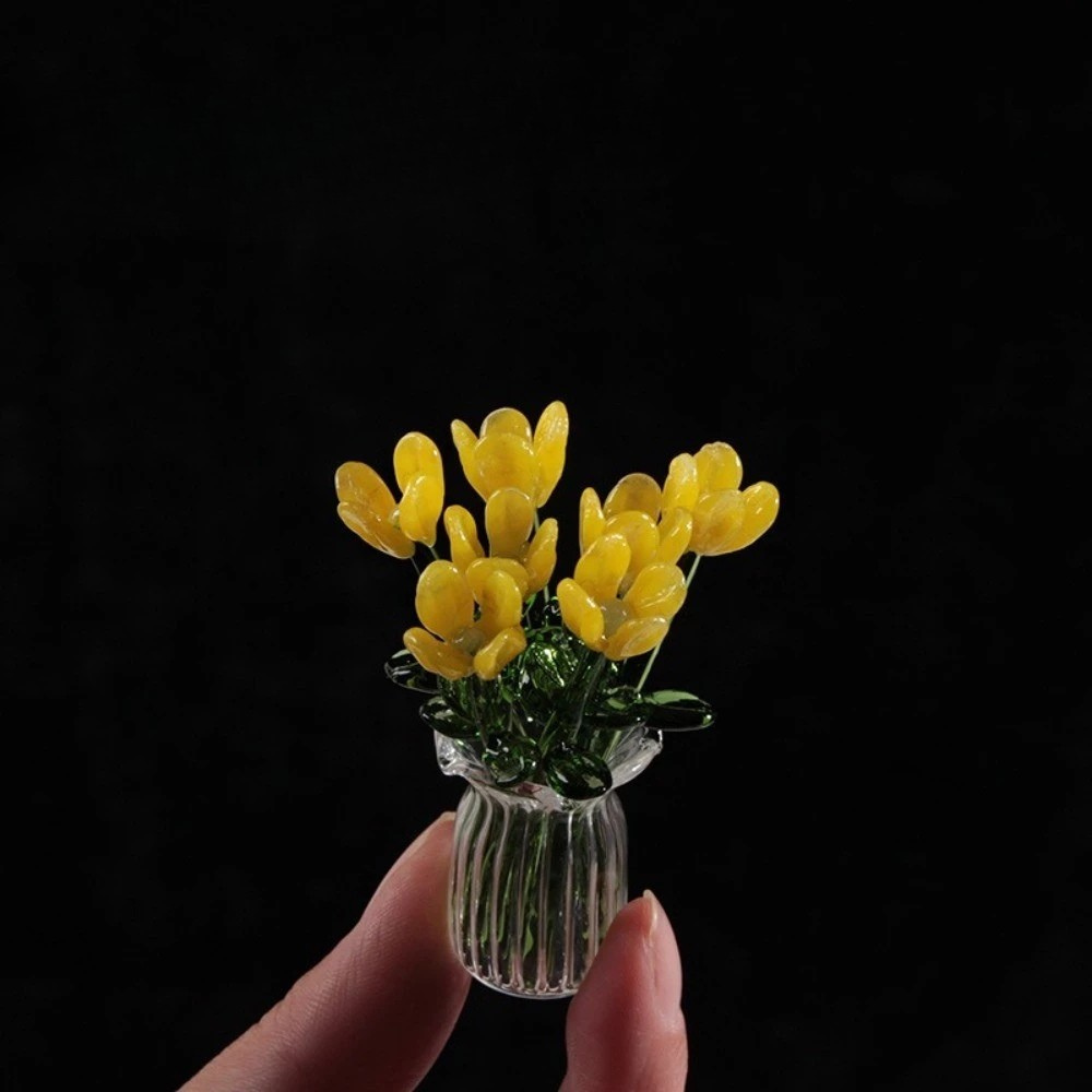 Glass Flower Bouquet Artificial Floral Decoration for Home Decor