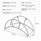 304 Stainless Steel Wall Mounted Hose Rack 15" Wide