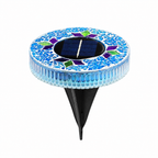Blue mosaic solar ground light with built-in solar panel and ground stake