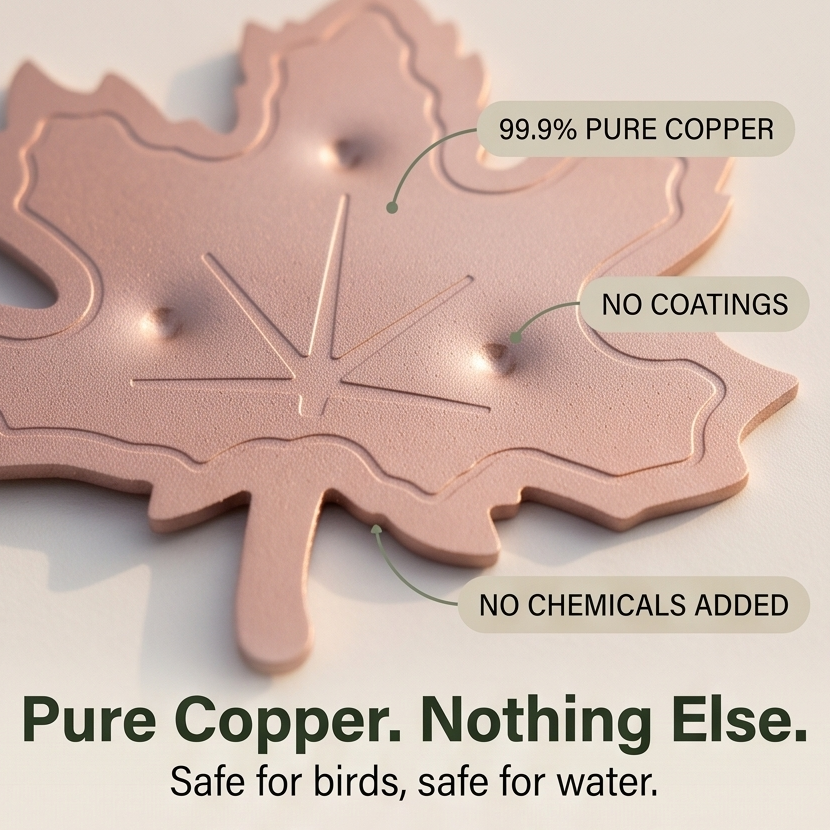 Pure Copper Leaf Bird Bath Purifier for Algae Control
