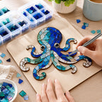 Octopus Mosaic DIY Craft Kit, Glass Tile Art for Beginners & Adults