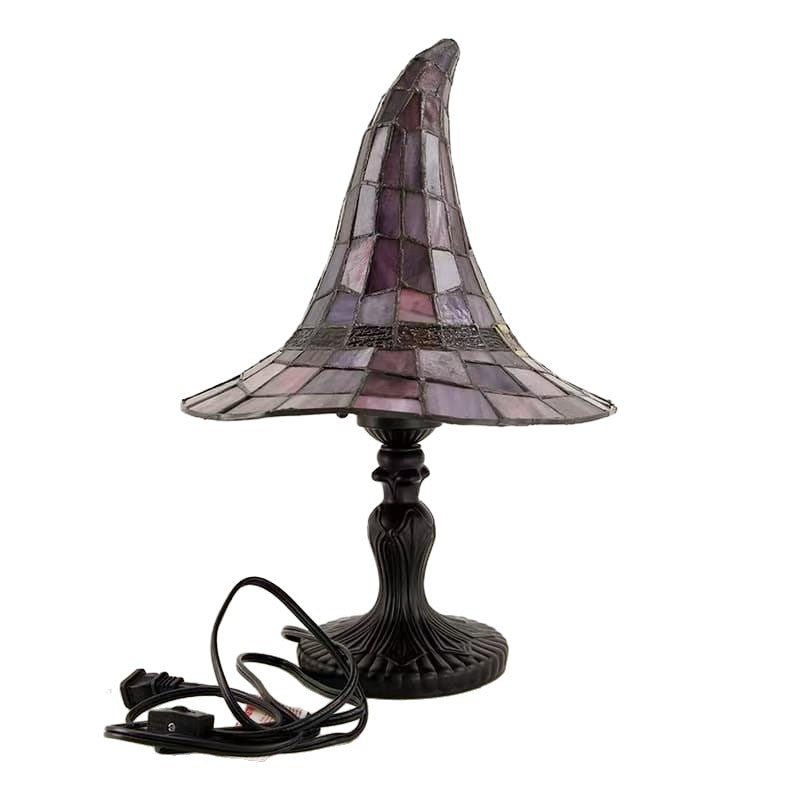 Halloween Gothic Witch Hat Table Lamp Stained Glass Ambient Night Light