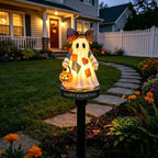 Lighted Vintage Patchwork Ghost Solar Garden Light for Halloween