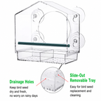 Clear Window Bird Feeder with Removable Seed Tray and Suction Cups