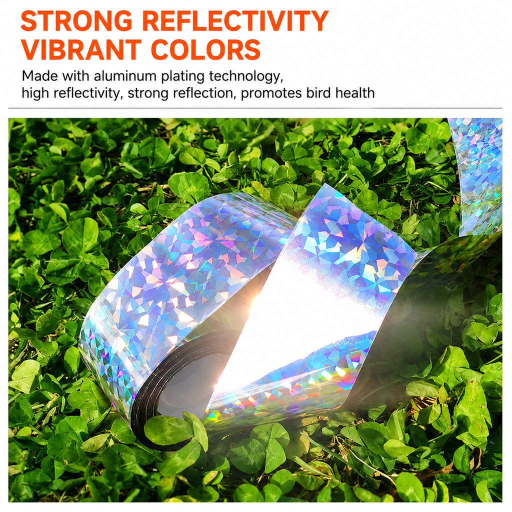 Reflective Bird Scare Tape, 2 Rolls, 2 in x 262 ft Holographic