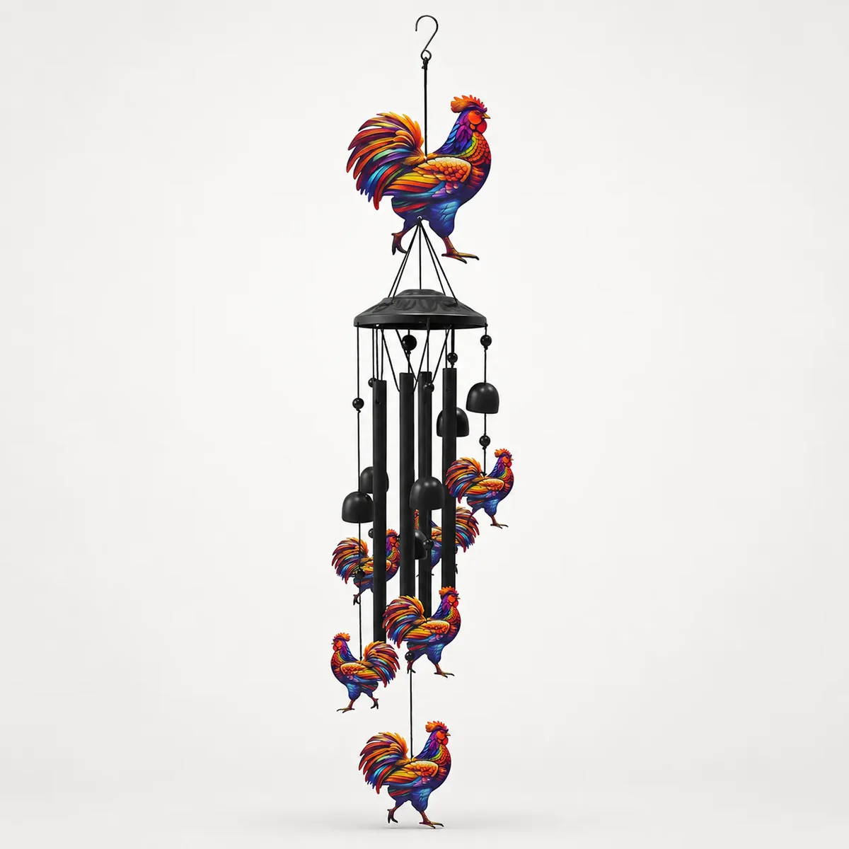 Rainbow Hummingbird Wind Chime, Colorful Aluminum Hanging Decor for Garden, Patio & Porch