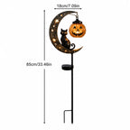 Solar Black Cat Pumpkin Moon Garden Stake Light for Halloween Yard Decor