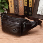 Genuine Cowhide Leather Waist Bag | Ample Storage & Versatile Design for Travel