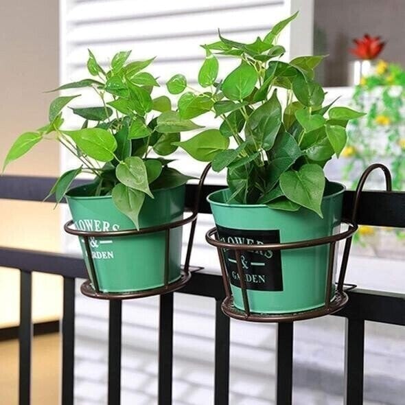 Metal Hanging Plant Basket for Balcony Railing and Fence