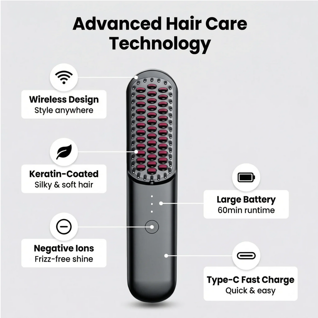 SilkGlide - Wireless Hair Straightener Brush