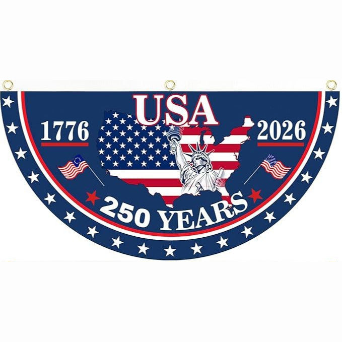 USA 250th Anniversary Flag Half Round Banner