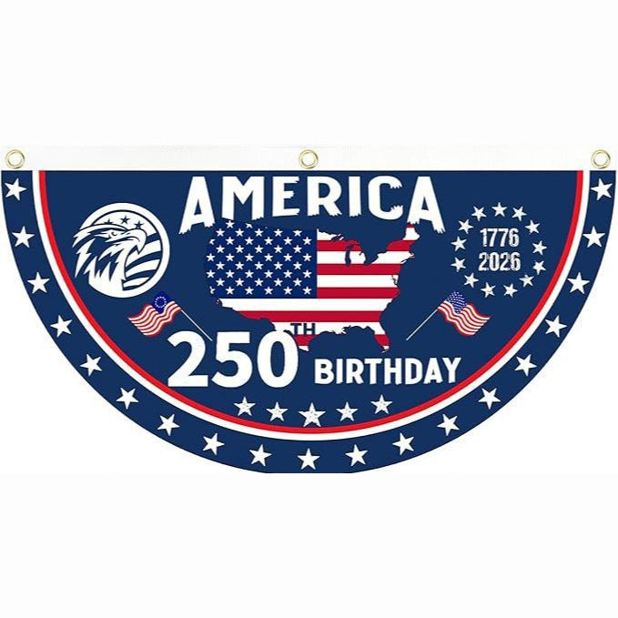 USA 250th Anniversary Flag Half Round Banner