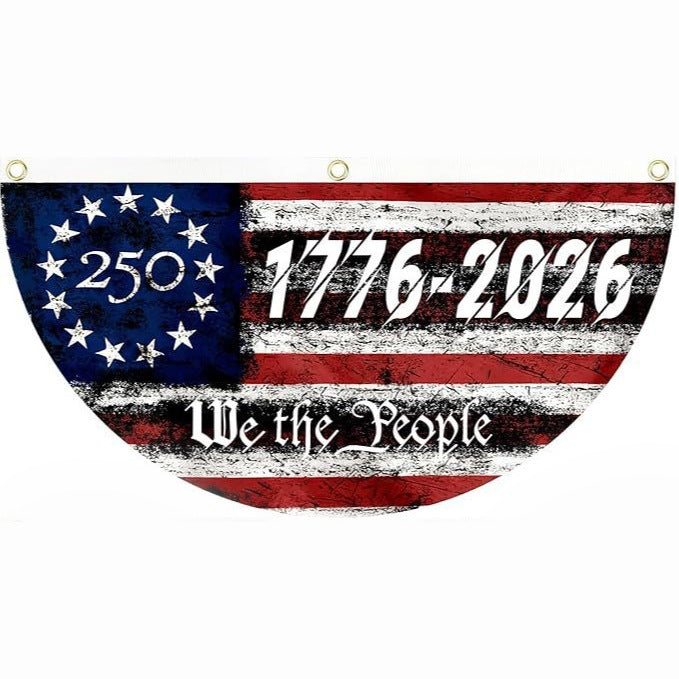 USA 250th Anniversary Flag Half Round Banner