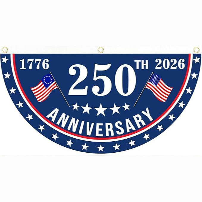 USA 250th Anniversary Flag Half Round Banner