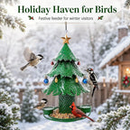 Christmas Tree Bird Feeder with Snowy Bells