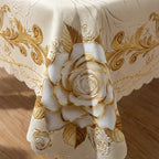 Water-Resistant Gold Rose Tablecloth