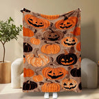 Halloween Pumpkin Flannel Throw Blanket