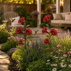 Red Trumpet Flower Hummingbird Feeder Garden Stake