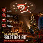Plug-and-Play Christmas Projector with 10 Festive Scenes